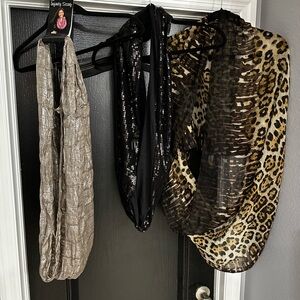 Leopard and Sequin Scarf Trio